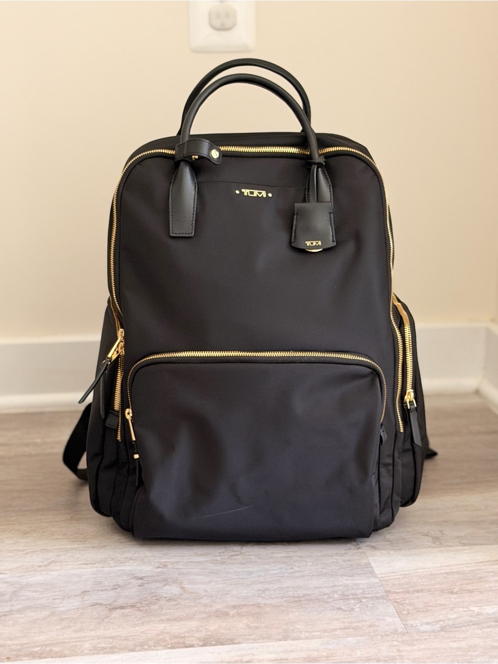 TUMI Voyageur Upton Backpack – Black/Gold – Excellent Condition